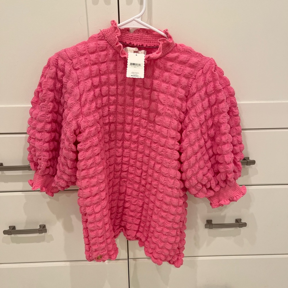 Simply Southern Collection Bubble Breeze top pink